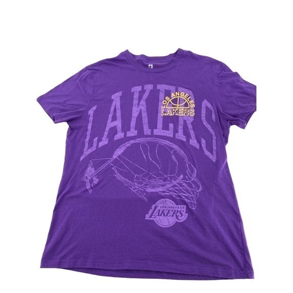 Los Angeles Lakers‎ NBA Purple Basketball Graphic Short Sleeve Tee Shirt Mens XL - Picture 1 of 7